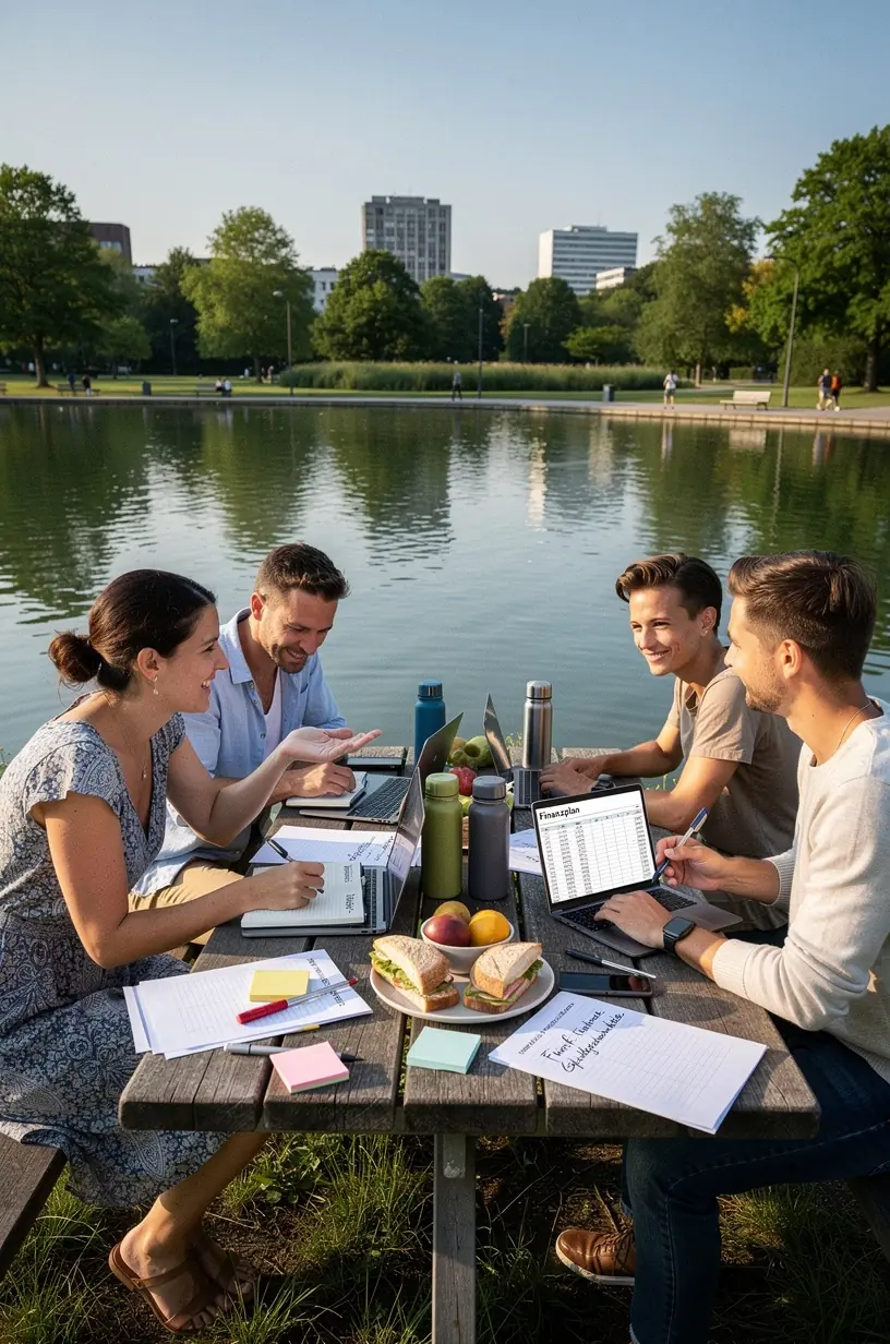 Grafik mit Diagrammen, die finanzielle Fortschritte durch kleine tägliche Gewohnheiten zeigen